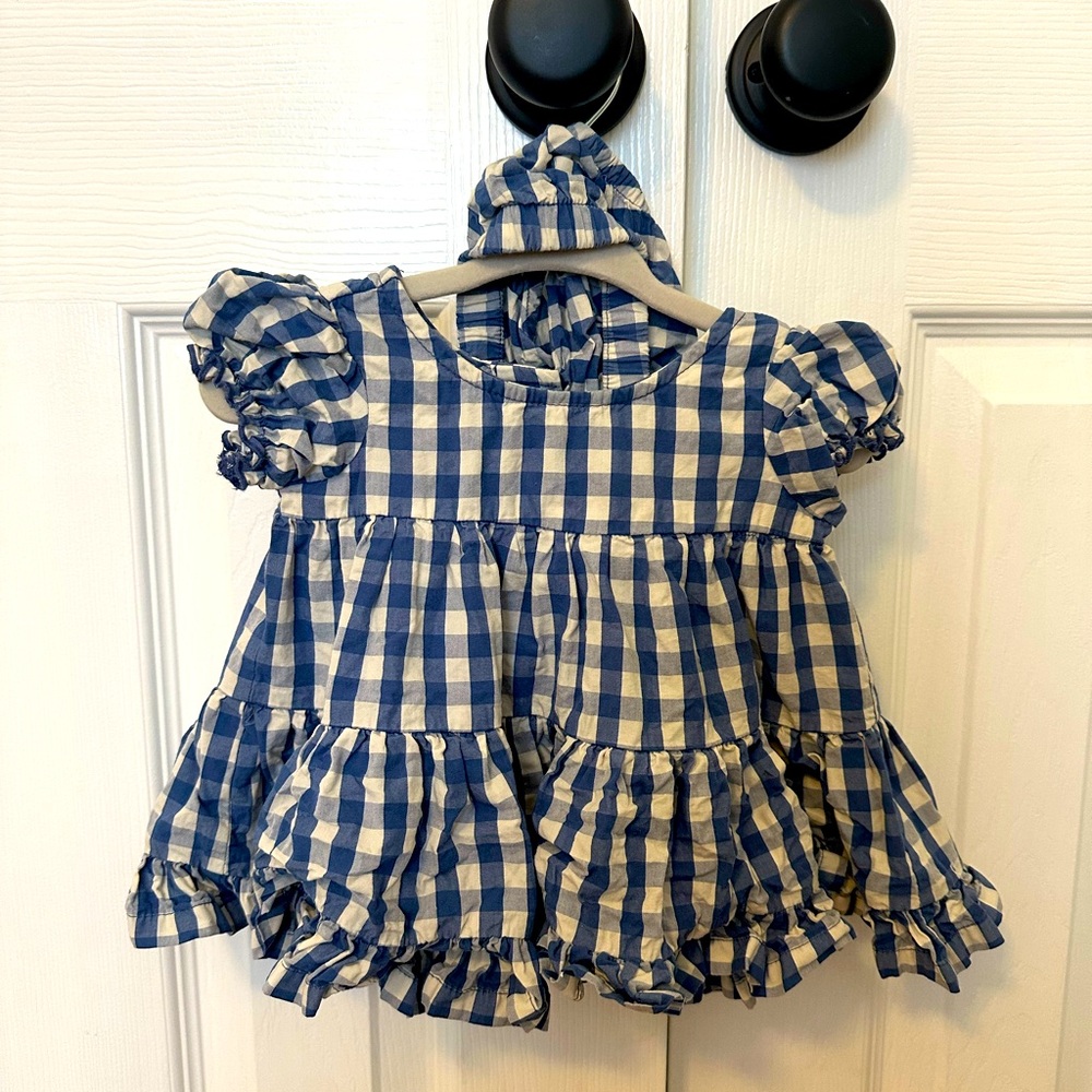 Hanna Andersson Baby Poplin Tiered Dress & Bloomers Set size 0-3 months